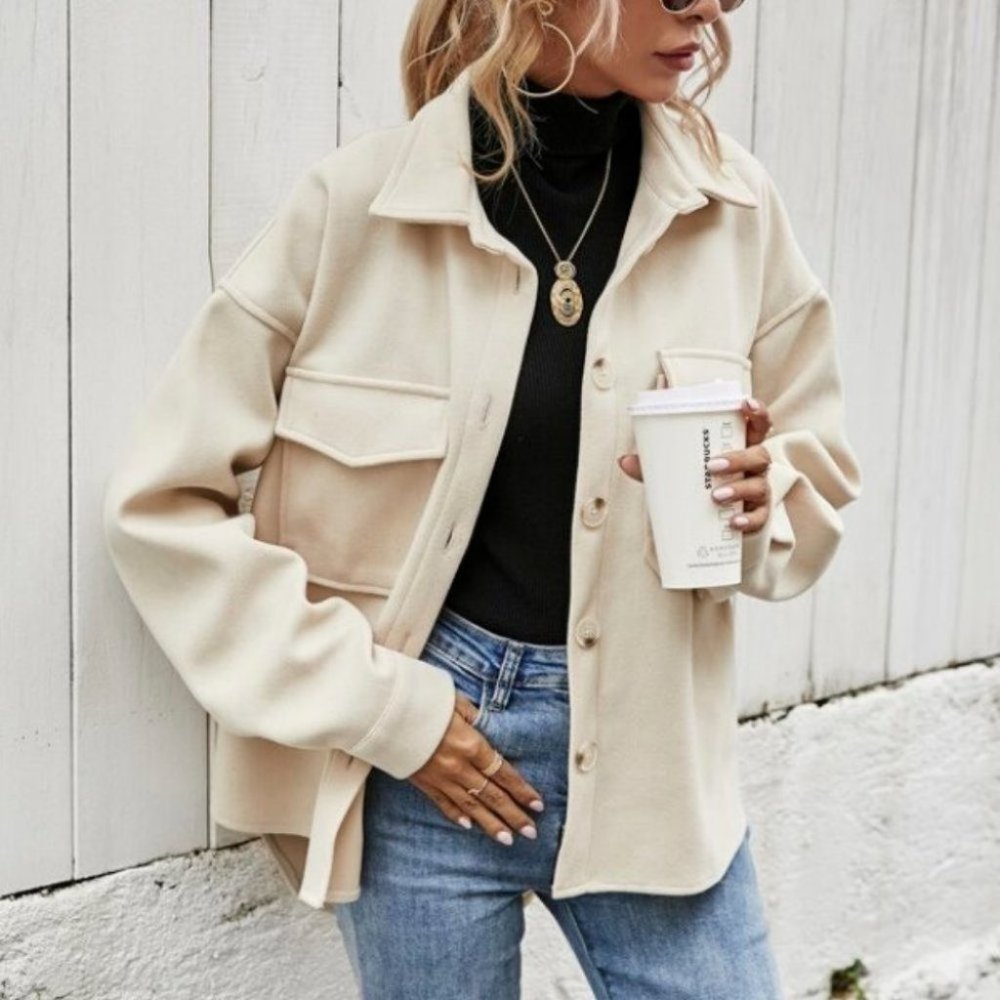 CASUAL DOLLZ Flap Pocket High Low Hem Coat - Picture 2 of 11